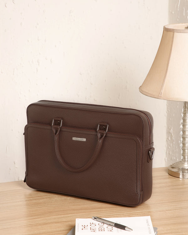 extured Work Leather Laptop Bag