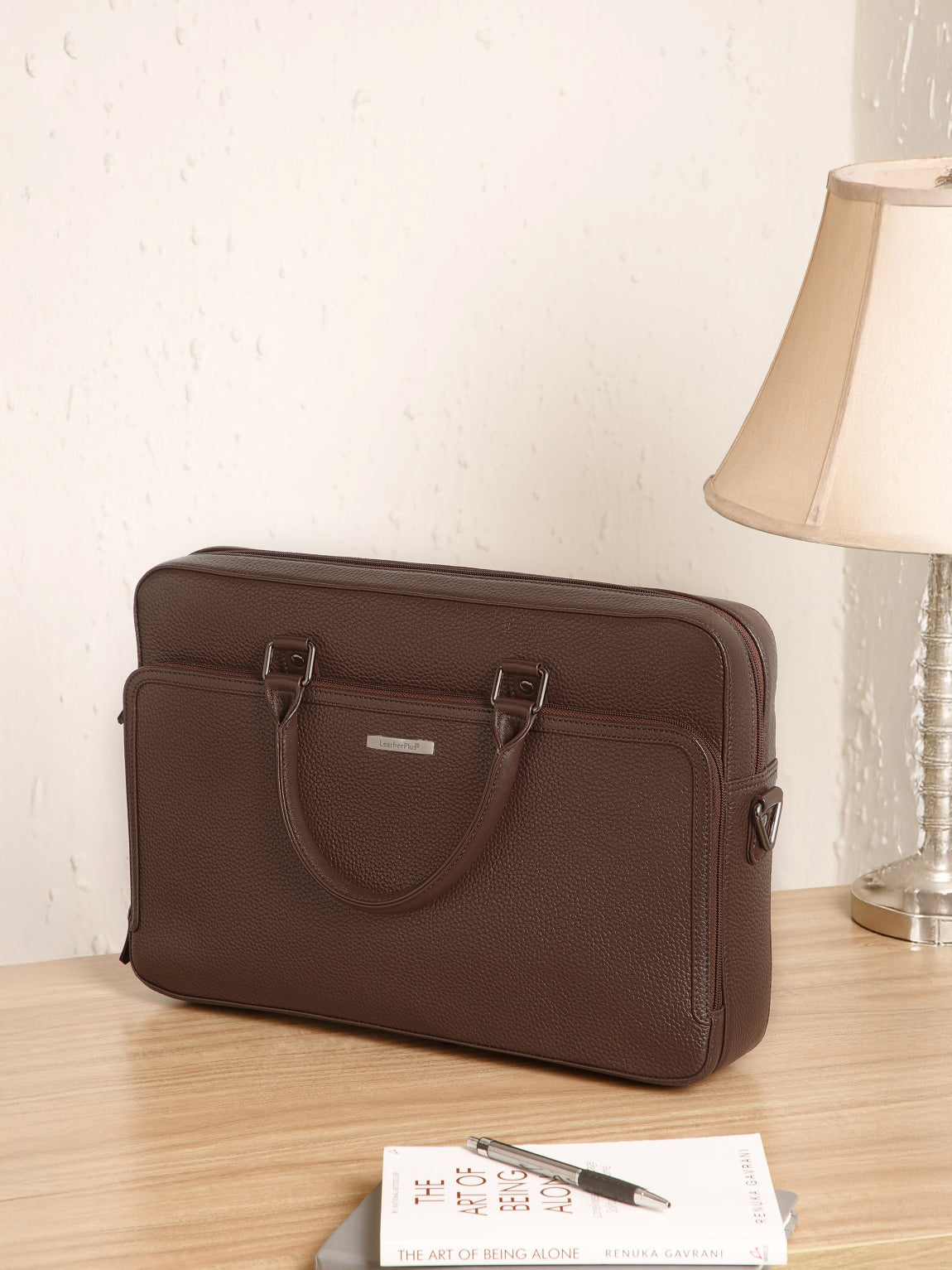extured Work Leather Laptop Bag