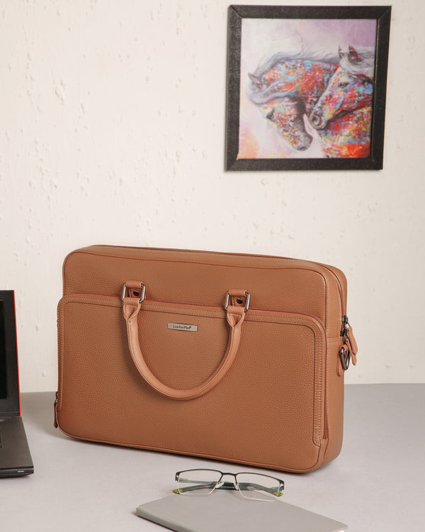 extured Work Leather Laptop Bag