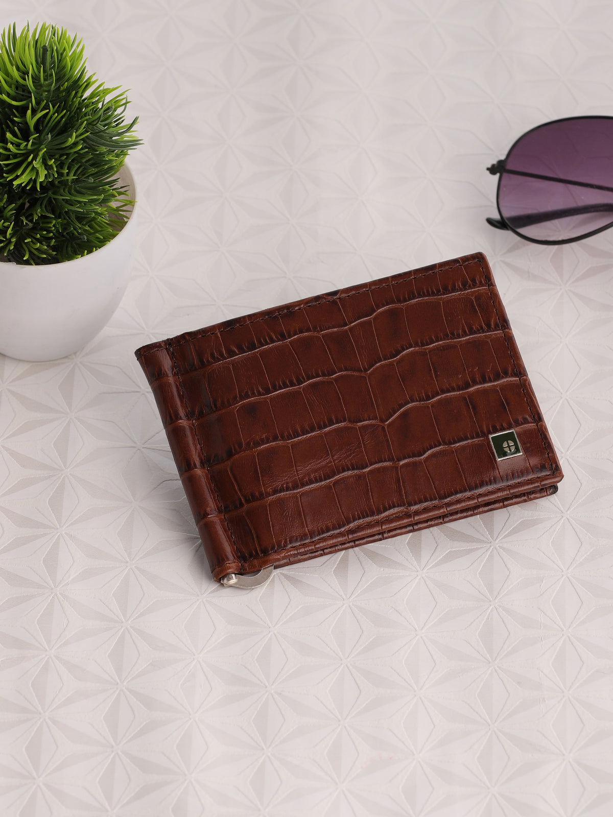 Croc-Embossed Leather Wallet