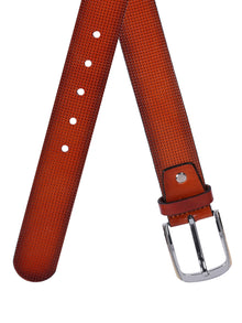 Micro Grid Texture Crafted Leather Belt