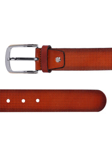 Micro Grid Texture Crafted Leather Belt