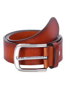 Micro Grid Texture Crafted Leather Belt