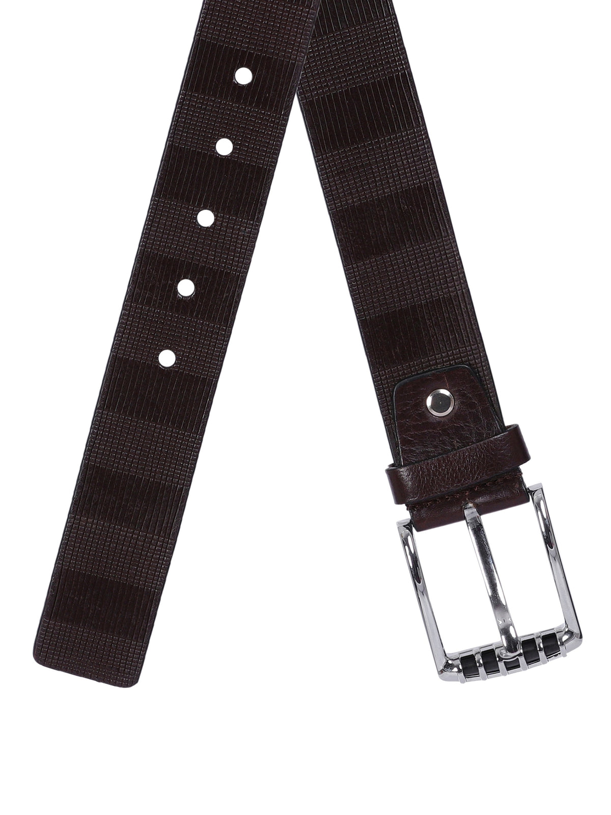Pinstripe Embossed Leather Belt