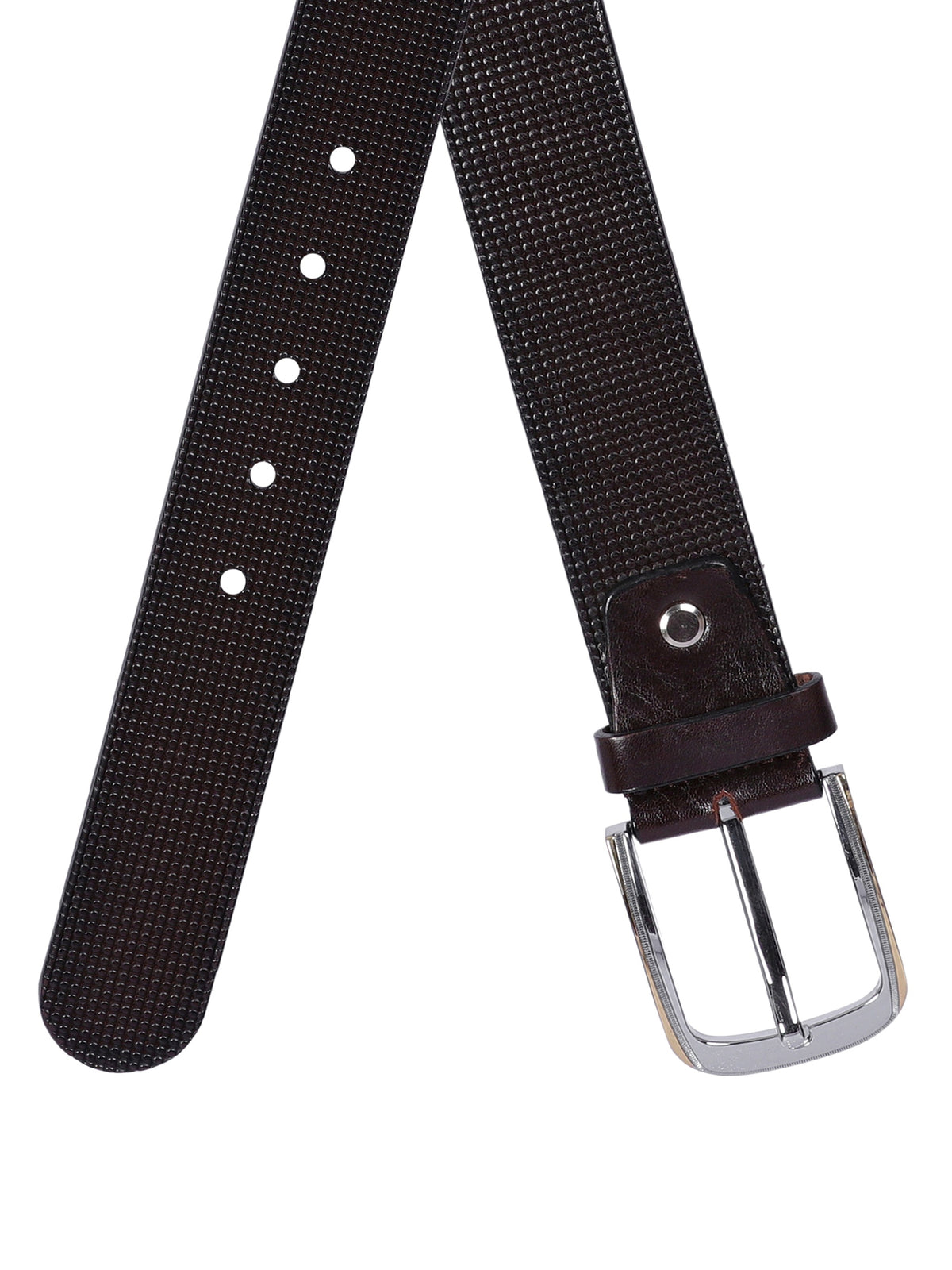 Micro Grid Texture Crafted Leather Belt