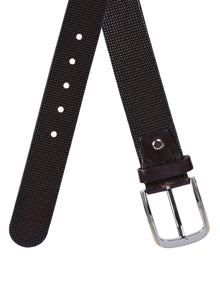 Micro Grid Texture Crafted Leather Belt