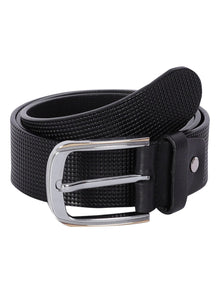 Micro Grid Texture Crafted Leather Belt