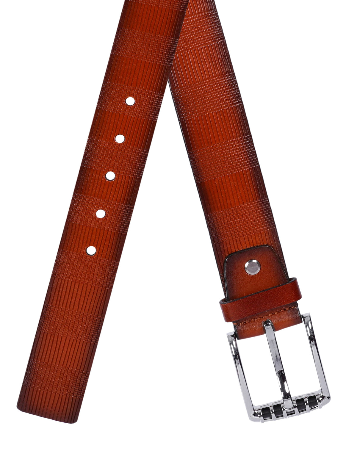 Pinstripe Embossed Leather Belt