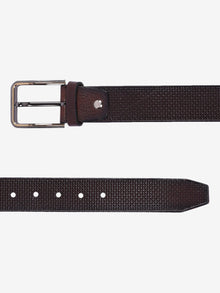 Braided-Look Embossed Leather Belt