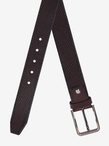 Braided-Look Embossed Leather Belt