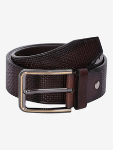 Braided-Look Embossed Leather Belt