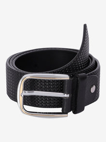 Basket Weave Embossed Leather Belt
