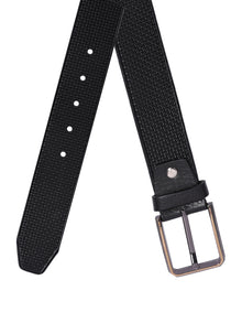 Braided-Look Embossed Leather Belt