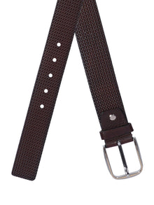 Basket Weave Embossed Leather Belt