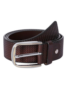 Basket Weave Embossed Leather Belt