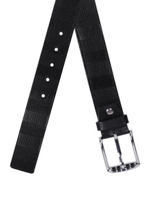 Pinstripe Embossed Leather Belt