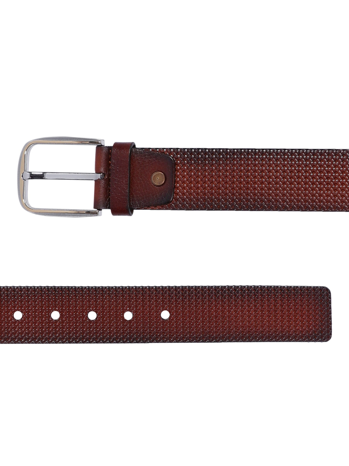 Basket Weave Embossed Leather Belt