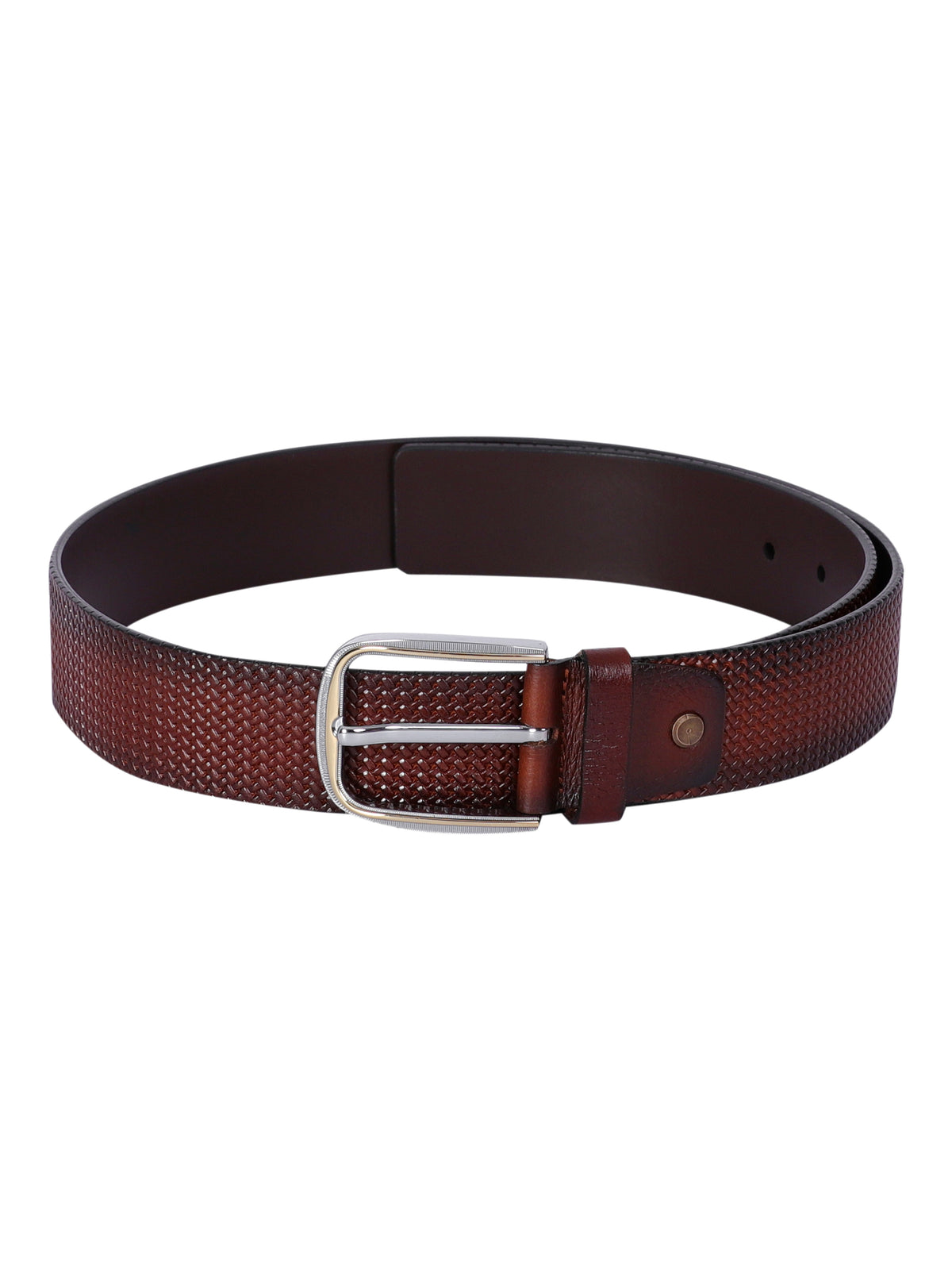 Basket Weave Embossed Leather Belt