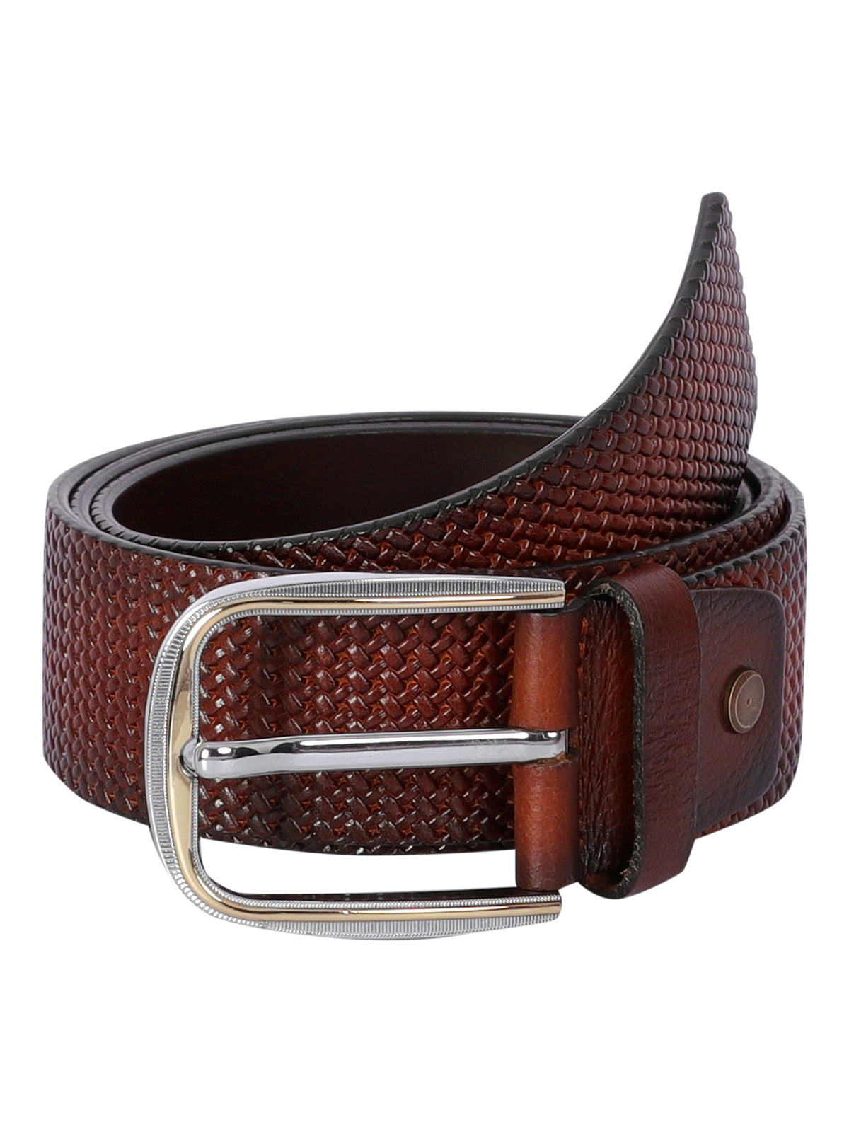 Basket Weave Embossed Leather Belt