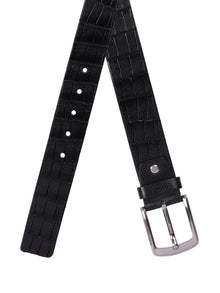 Crocodile Embossed Leather Belt