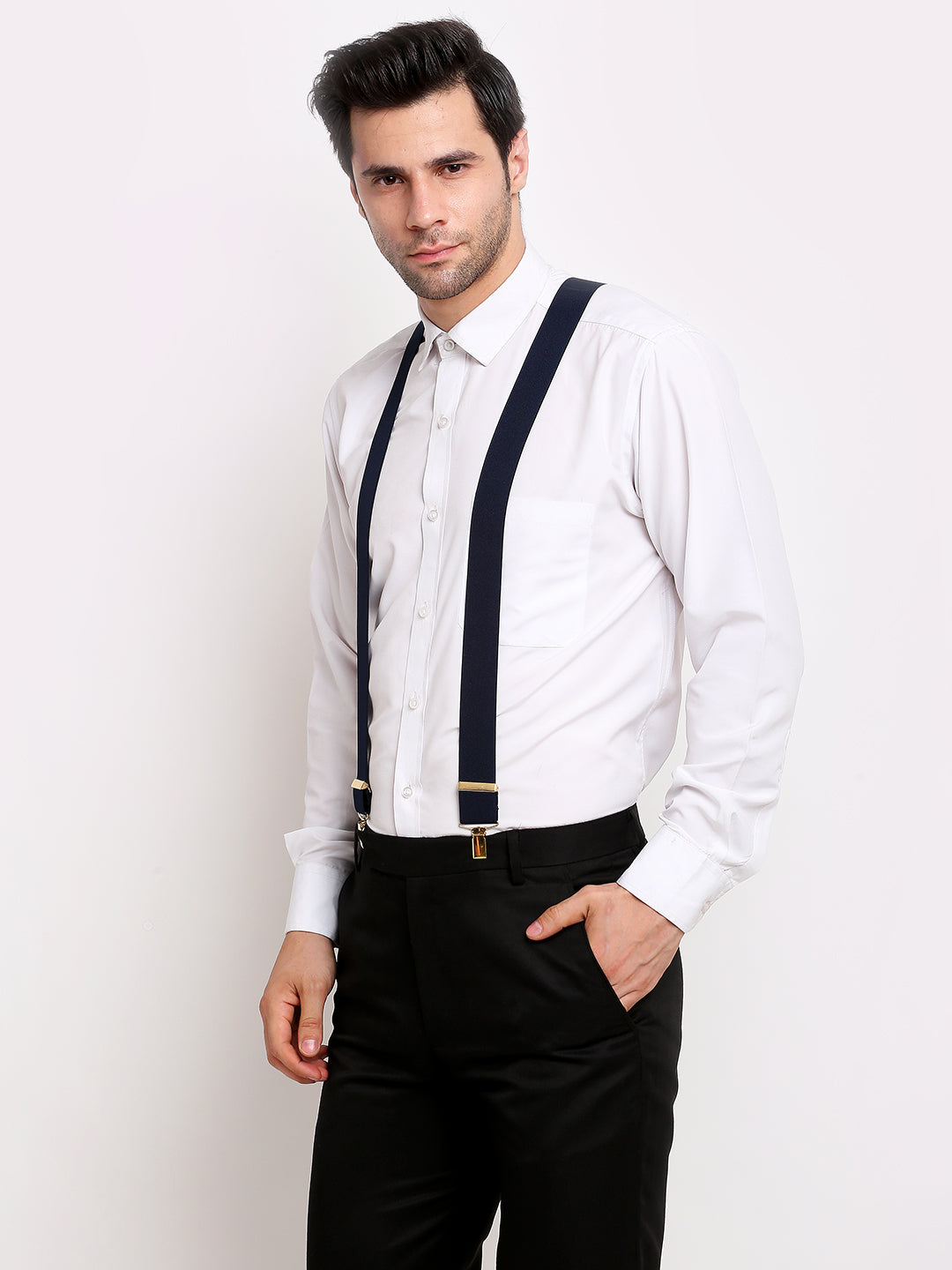Plain Dark Navy Suspender MB-105
