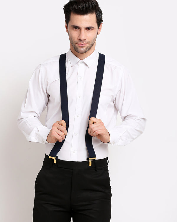 Plain Dark Navy Formal Suspenders