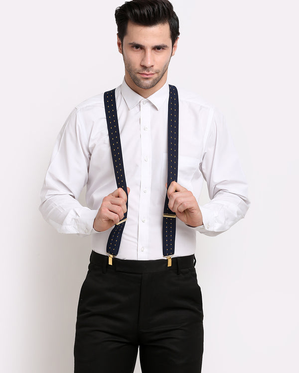 Navy Striped Suspenders