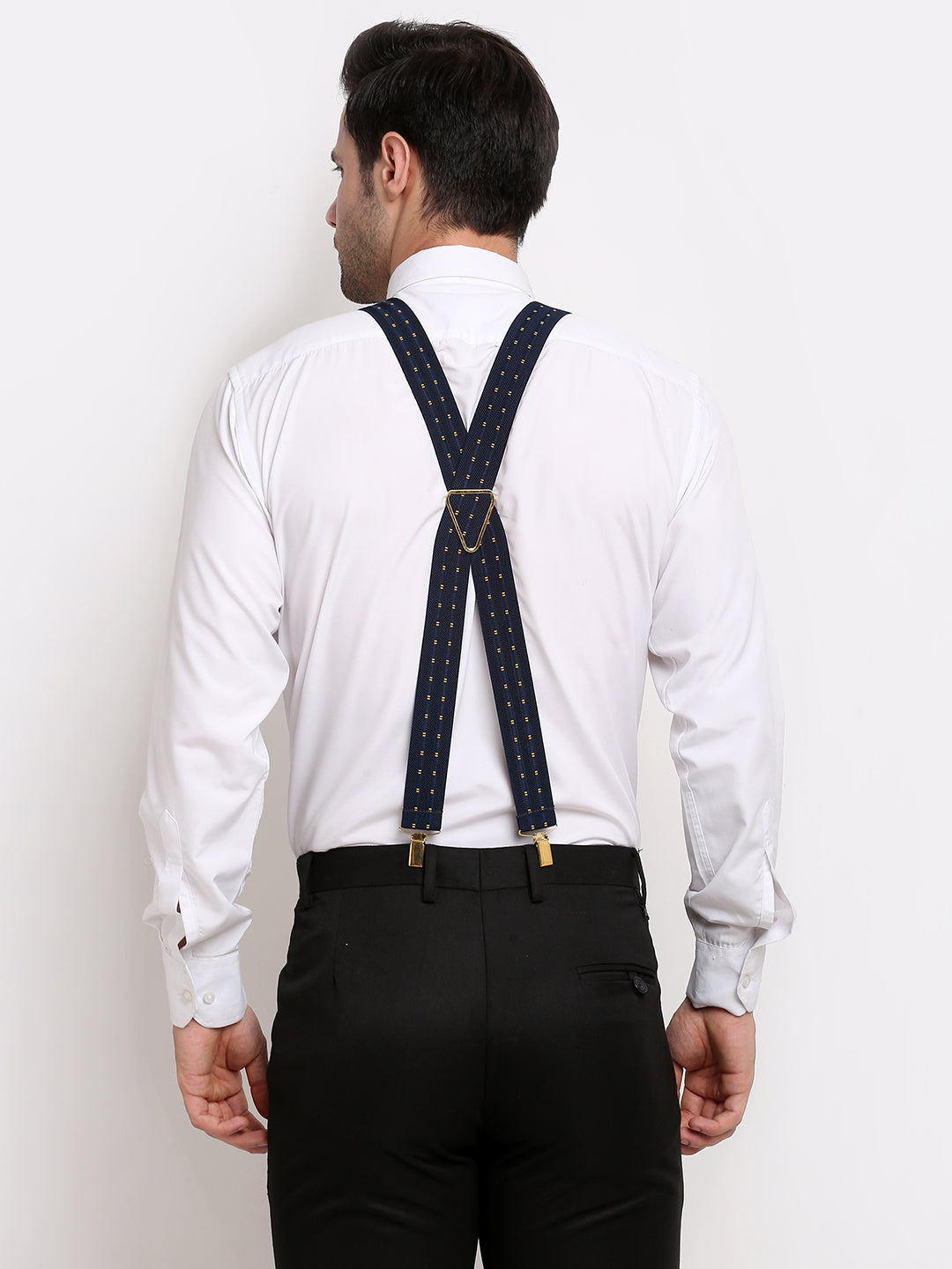 Navy Striped Suspenders