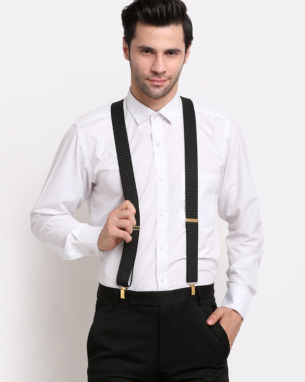 Black Dotted Elastic Suspenders