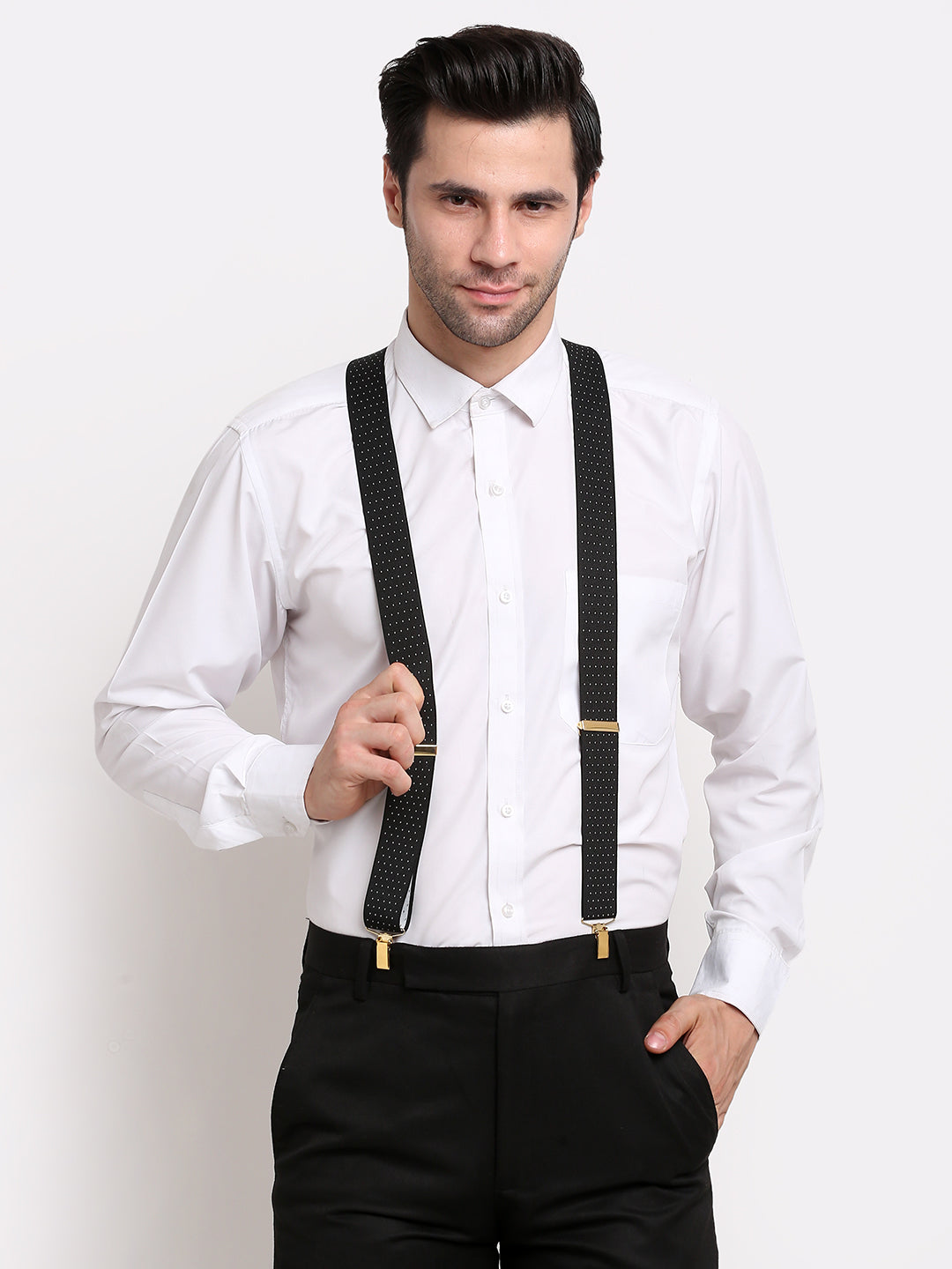 Black Dotted Elastic Suspender MB-168