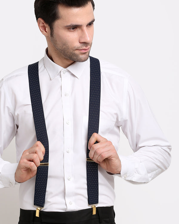 Navy Dotted Elastic Suspenders