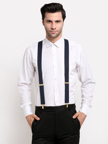 Navy Dotted Elastic Suspenders