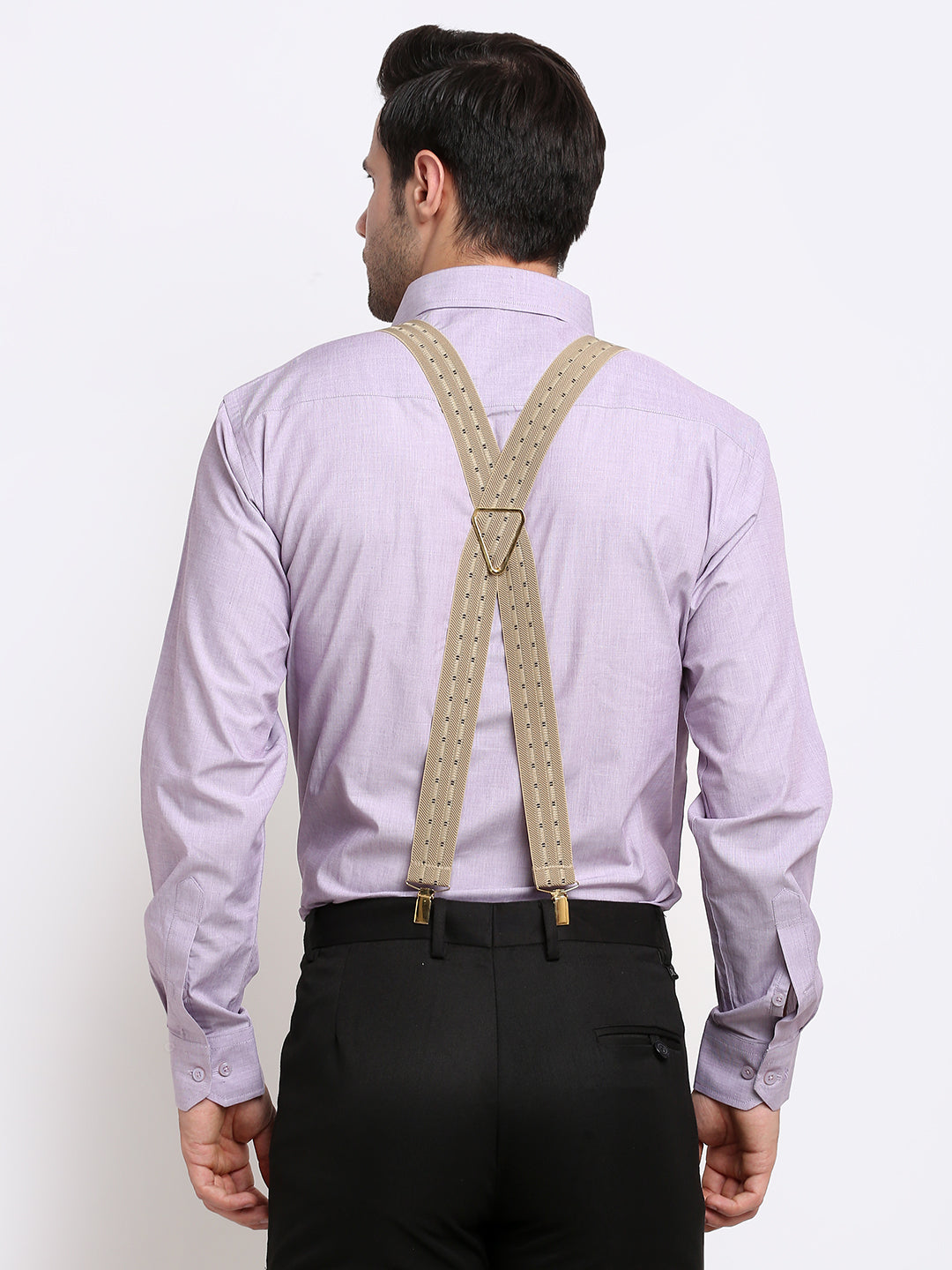 Beige Highlight-Stripe Suspenders