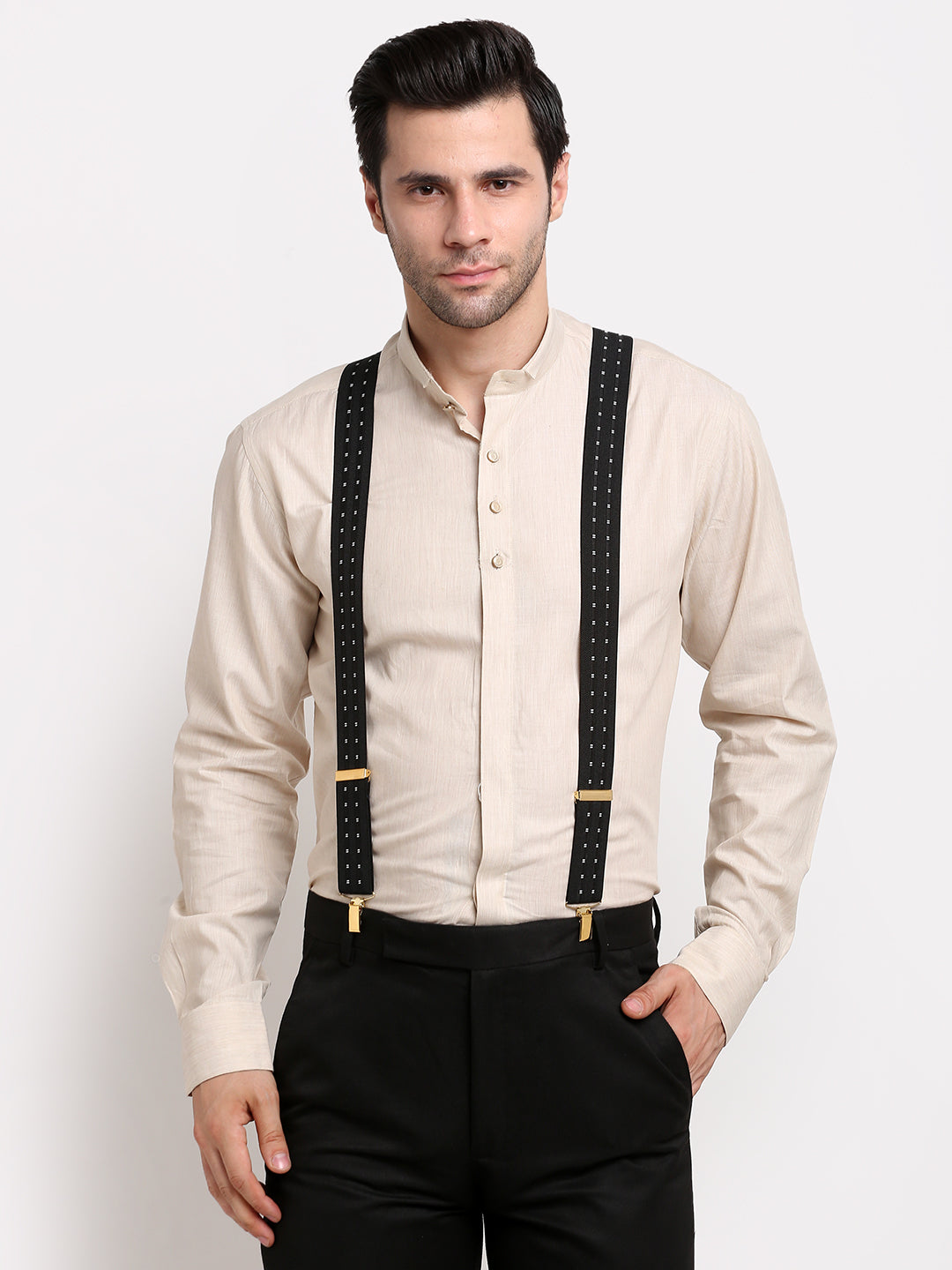 Black Striped with Highlights Suspender MB-196