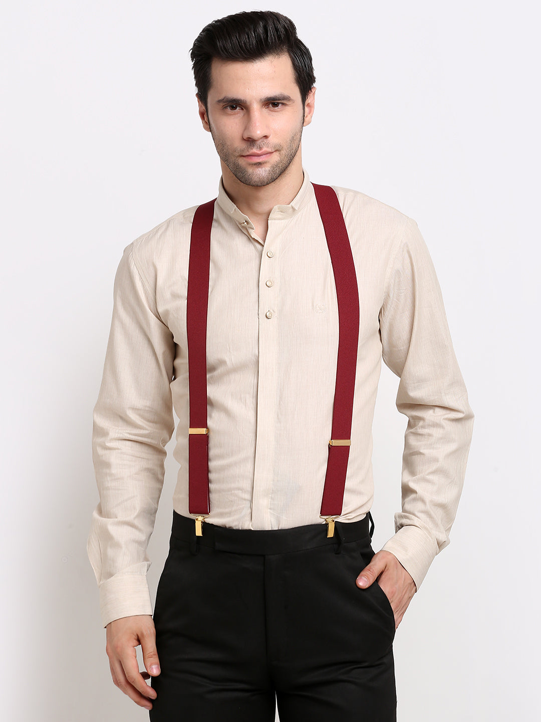 Plain Maroon Formal Suspenders
