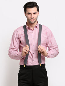 Grey Dotted Elastic Suspenders