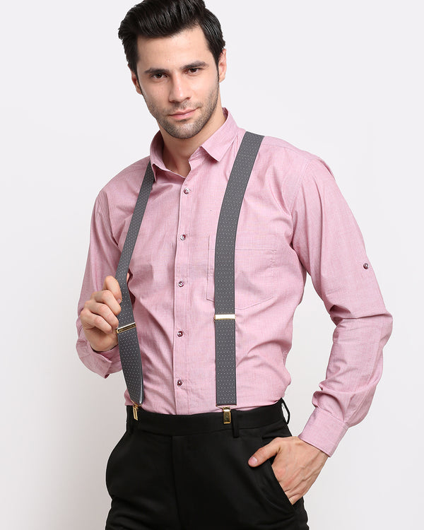 Grey Dotted Elastic Suspenders