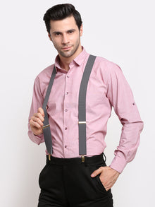 Grey Dotted Elastic Suspenders