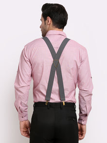 Grey Dotted Elastic Suspenders
