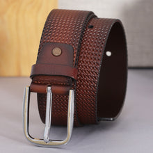 Basket Weave Embossed Leather Belt
