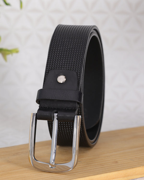 Micro Grid Texture Crafted Leather Belt