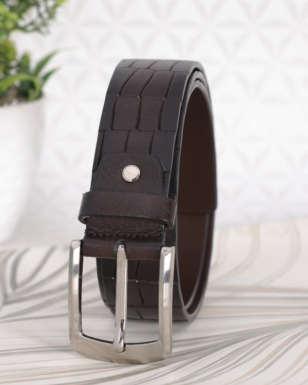 Crocodile Embossed Leather Belt