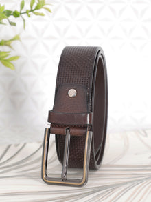 Braided-Look Embossed Leather Belt