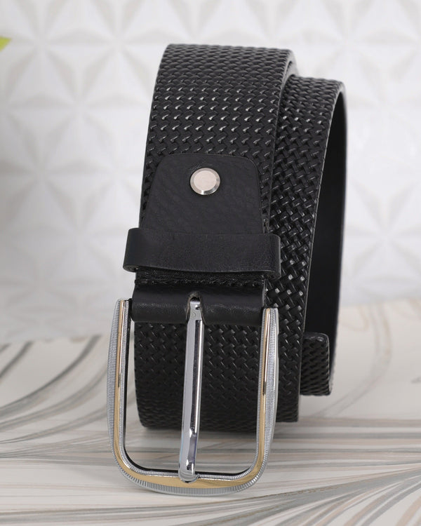 Basket Weave Embossed Leather Belt