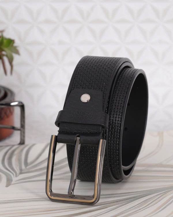 Braided-Look Embossed Leather Belt