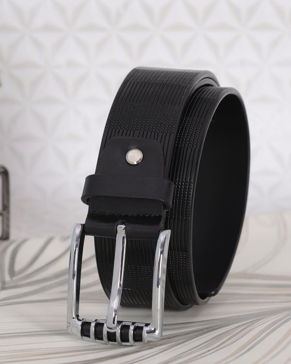 Pinstripe Embossed Leather Belt