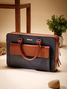 Signature Colorblock Leather Laptop Bag