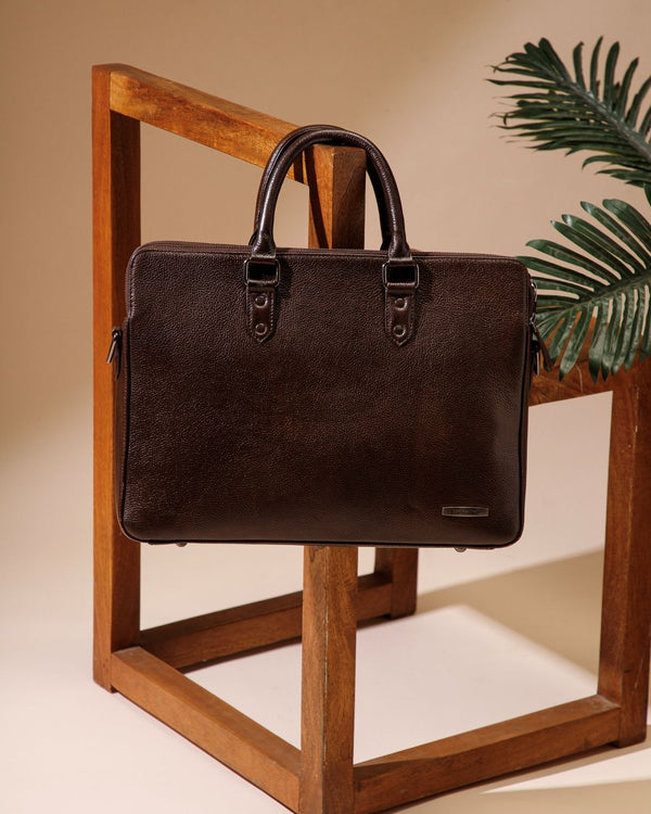 Natural Milled Leather Laptop Bag