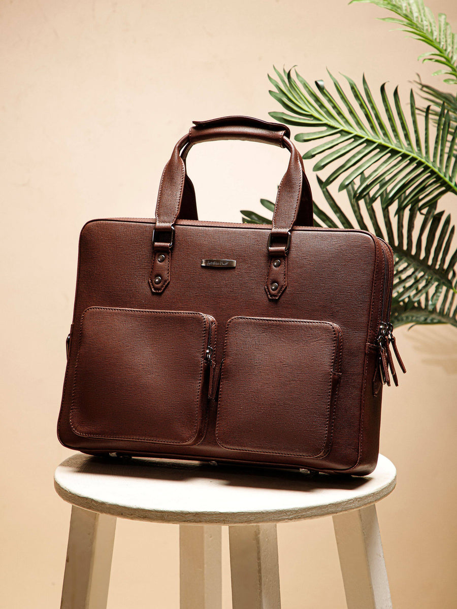 Executive Saffiano Leather Laptop Bag