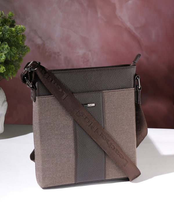 Dual-Texture Leather Sling Bag